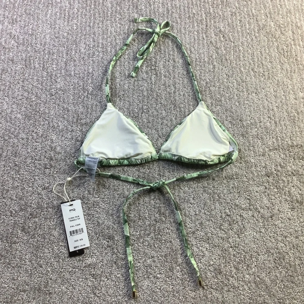 Alice + Olivia x PQ Swim Floral Palm Triangle Bikini Top Green Size XS NWT